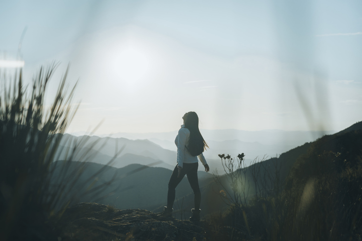 Woman at Peace in the Mountains