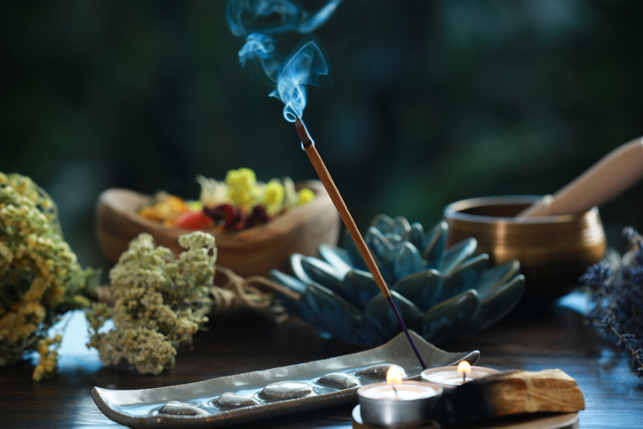 Witchcraft Altar in Nature for Earth Magic